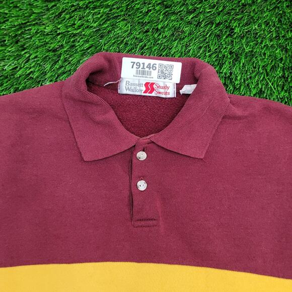 Vintage 80s MOD Collared Sweatshirt XL 23x25 Colorblock - Picture 13 of 14